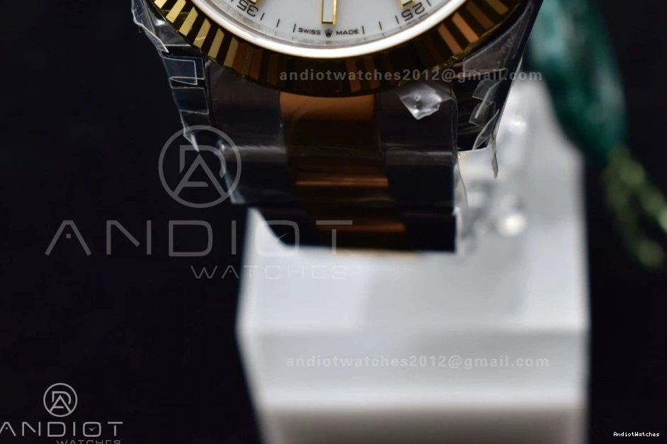 White 1:1 904L YG Dial DateJust 41 599 on VS ModernLook VSF Oyster 126333 SS Best Edition Bracelet 0405